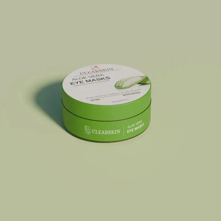 Clearskins Aloe vera ögonmask mot grön bakgrund